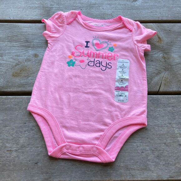 Jumping Beans I Love Summer Days Bodysuit Pink NEW NWT 9 mo Glitter - Picture 3 of 5